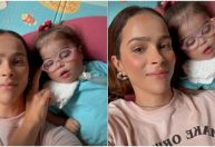 Letícia Cazarré posa com a filha após pequena passar 13 dias na UTI