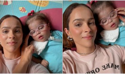 Letícia Cazarré posa com a filha após pequena passar 13 dias na UTI