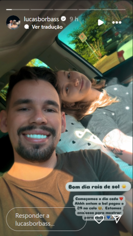 Lucas Borbas contou que Isabel pegou o filho no colo pela primeira vez nesta quinta-feira (2) • Instagram/Lucas Borbas