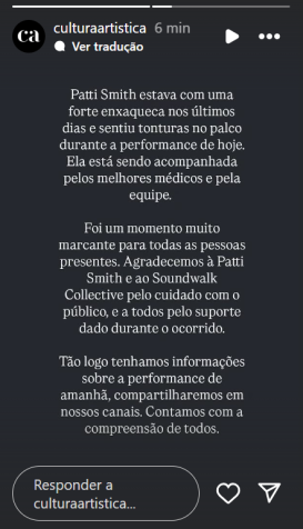 Teatro falou sobre o ocorrido • Instagram/Cultura Artística
