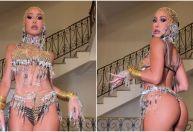 Sabrina Sato surge com look de correntes: "1º biscoito depois de casada"