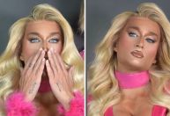 Ex-BBB Serginho usa maquiagem para se transformar em Paris Hilton