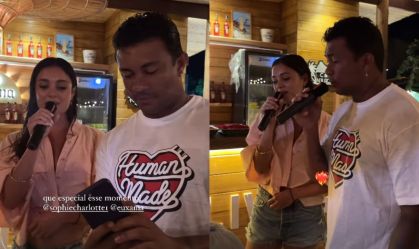 Sophie Charlotte e Xamã cantam juntos em Noronha; veja momento
