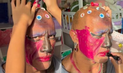The Rock posta vídeo sendo maquiado pelas filhas: "Vou aguentar esse abuso"