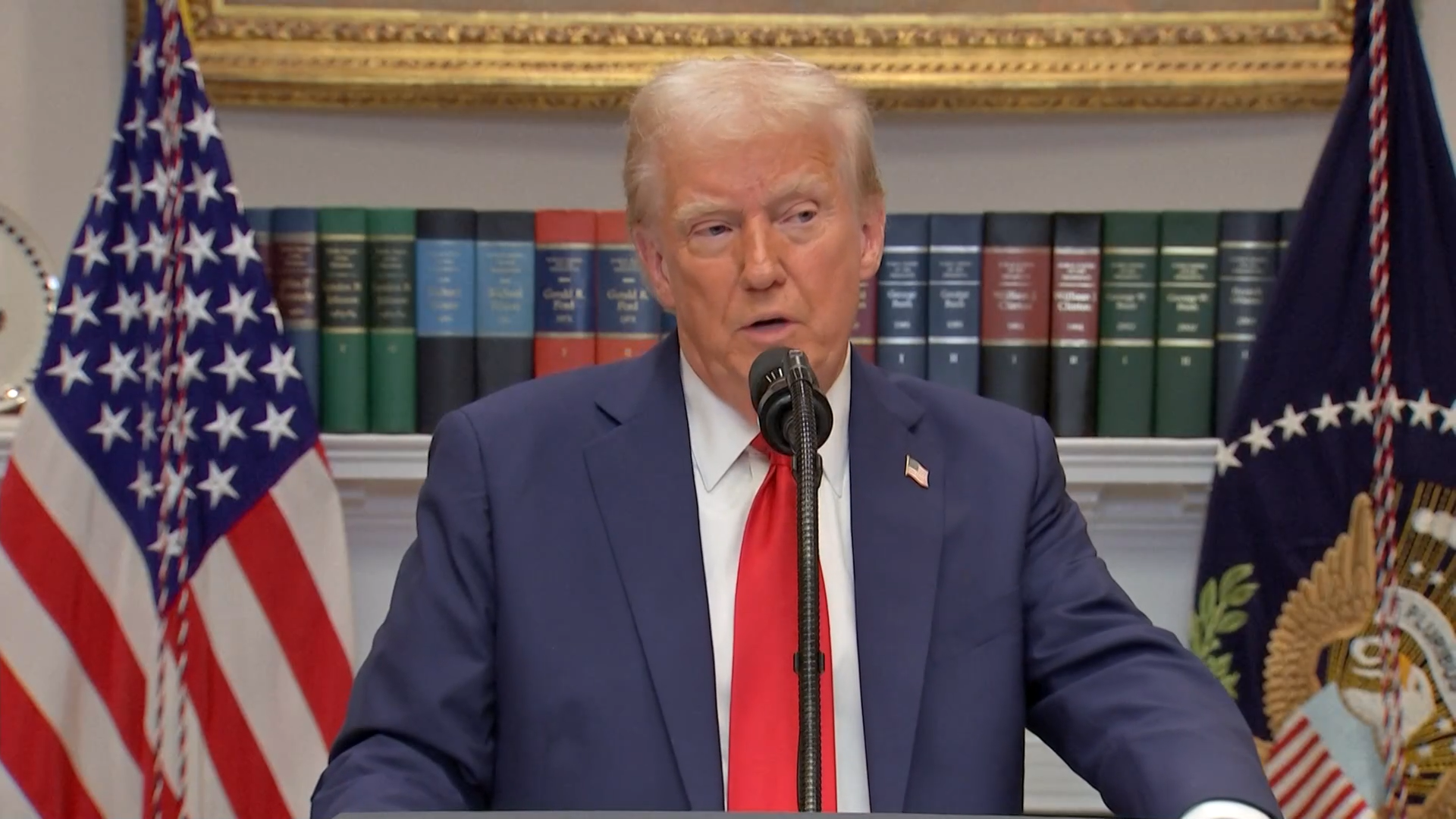Donald Trump durante pronunciamento na Casa Branca