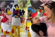 Viih Tube e Eliezer se vestem de Margarida e Pato Donald em mesversário do filho