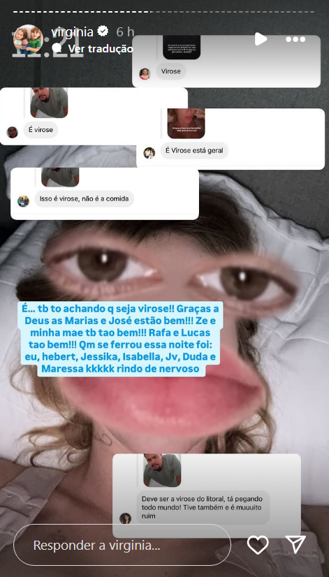 Virginia contou pessoas que passaram mal durante a madrugada além dela • Instagram/Virginia Fonseca
