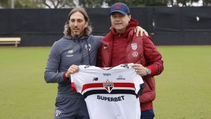 Zubeldía e Pochettino com a camisa do São Paulo