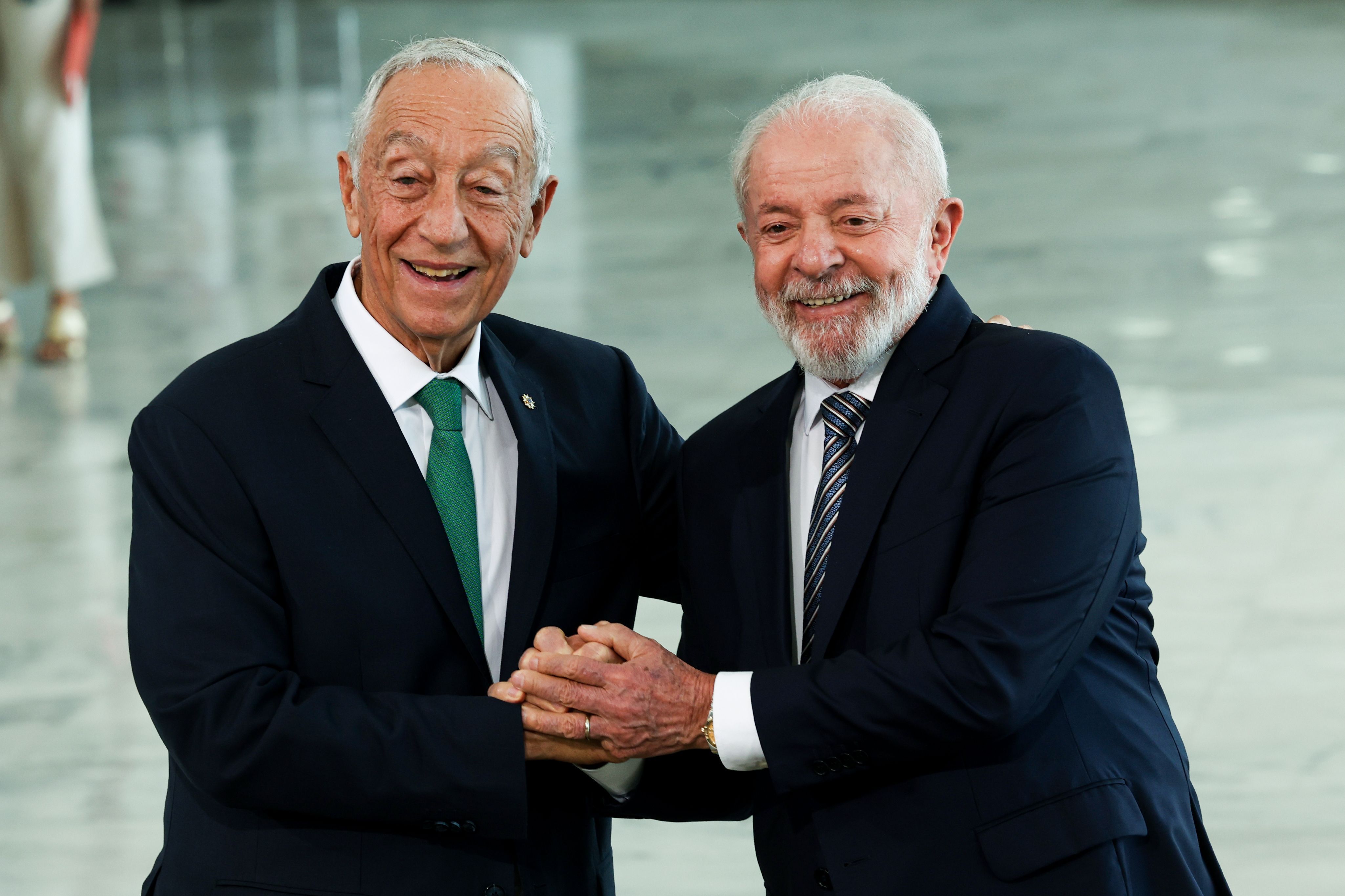 Lula durante encontro com Marcelo Rebelo de Sousa