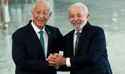 Lula durante encontro com Marcelo Rebelo de Sousa