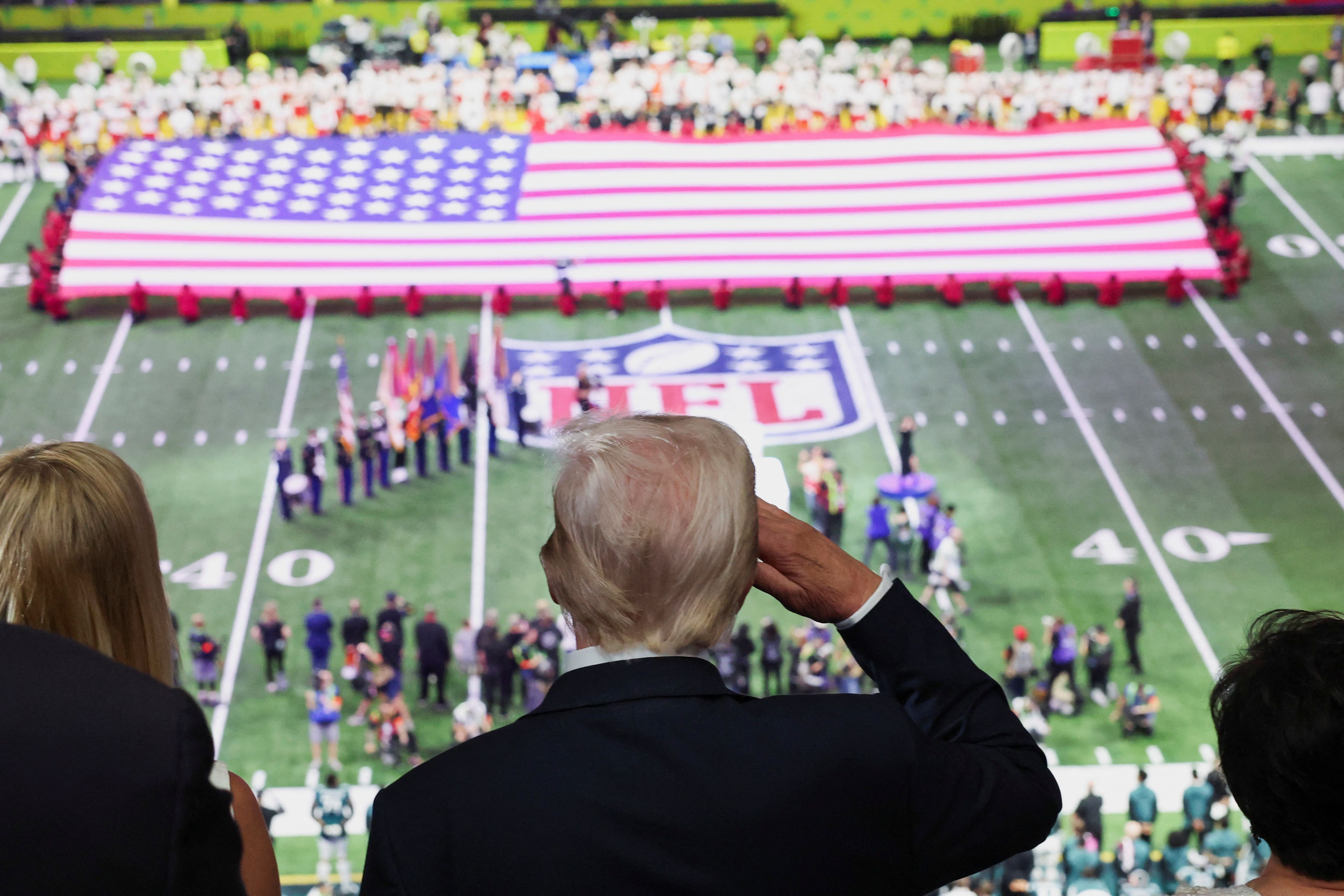 U.S. President Donald Trump attends the Super Bowl LIX in New Orleans