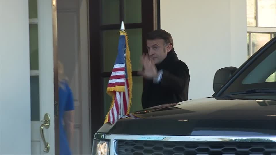 73 / 5.000 Presidente francês Macron chega à Casa Branca para reunião de líderes do G7