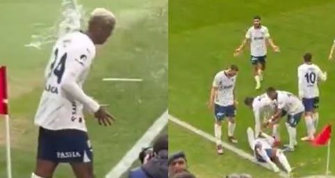 Anderson Talisca é atingido por copo d'água durante comemoração