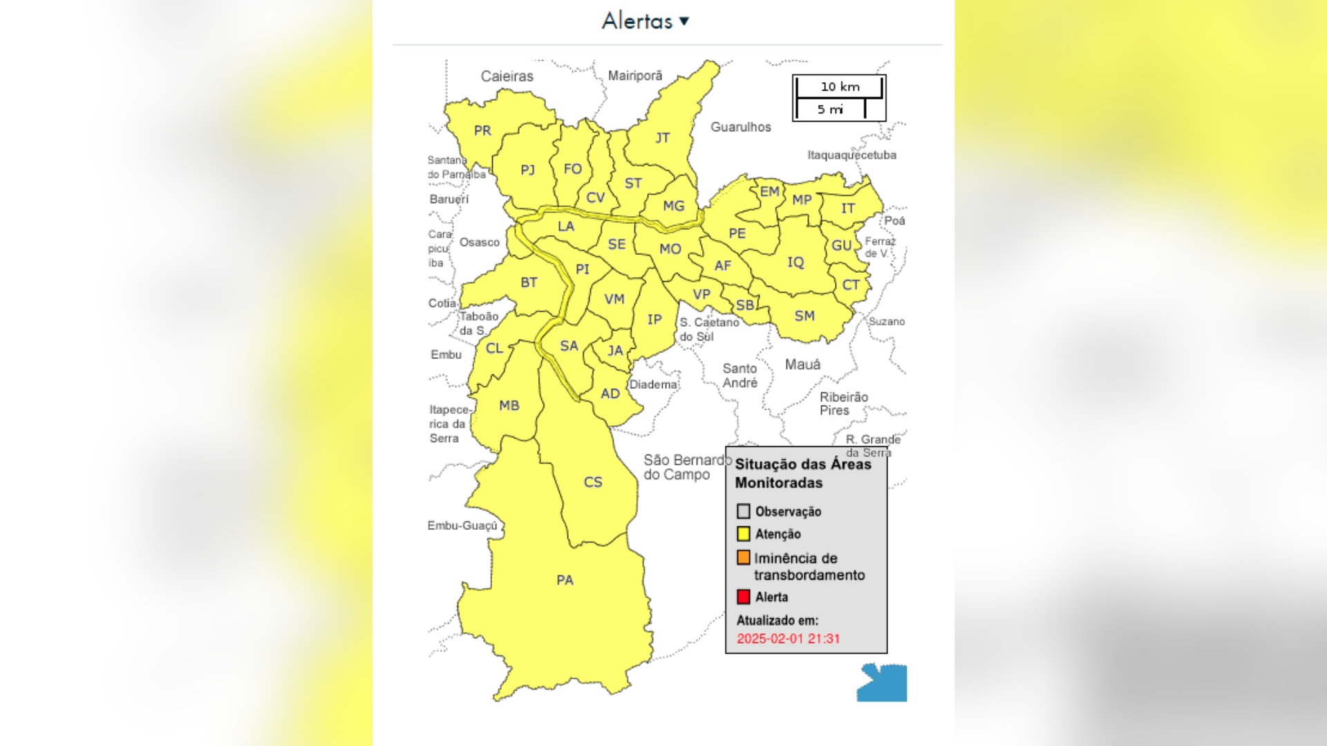 CGE colocou capital em estado de alerta para alagamentos