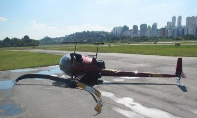 Helicóptero que caiu em maio de 2021 durante voo de instrução no aeroporto Campo de Marte, em São Paulo • Reprodução/Cenipa