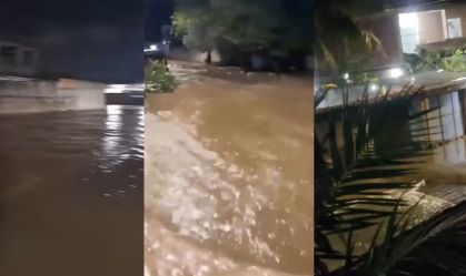 Ruas ficam alagadas em Nova Iguaçu (RJ) após vazamento de tubulação; veja