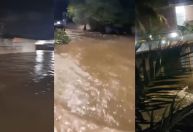 Ruas ficam alagadas em Nova Iguaçu (RJ) após vazamento de tubulação; veja