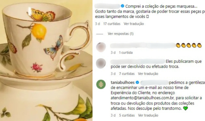 Tânia Bulhões: marca sugere troca de itens ou devolução para clientes