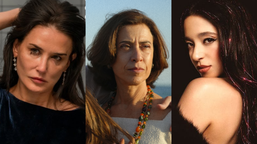 Disputa de Melhor Atriz do Oscar 2025 está entre Demi Moore "A Substância"), Fernanda Torres ("Ainda Estou Aqui") e Mikey Madison ("Anora") • Reprodução