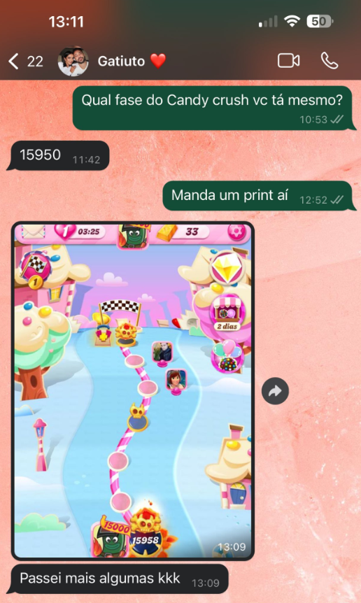 Everton Ribeiro é mestre no Candy Crush • Reprodução/X/Marilia Nery