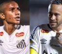 Filho de Robinho treina faltas com Neymar e chama atenção