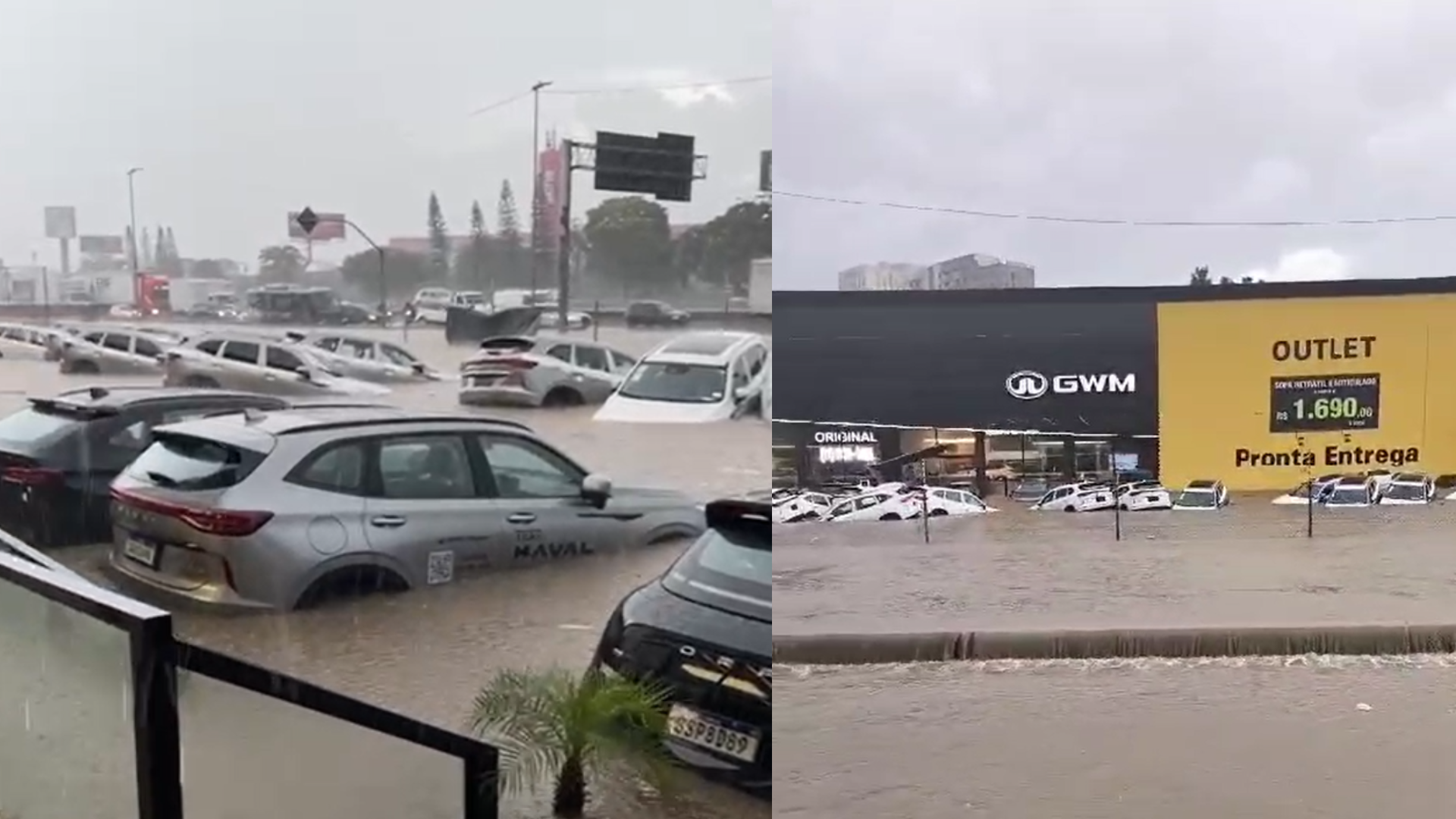Loja ficou totalmente alagada em Guarulhos