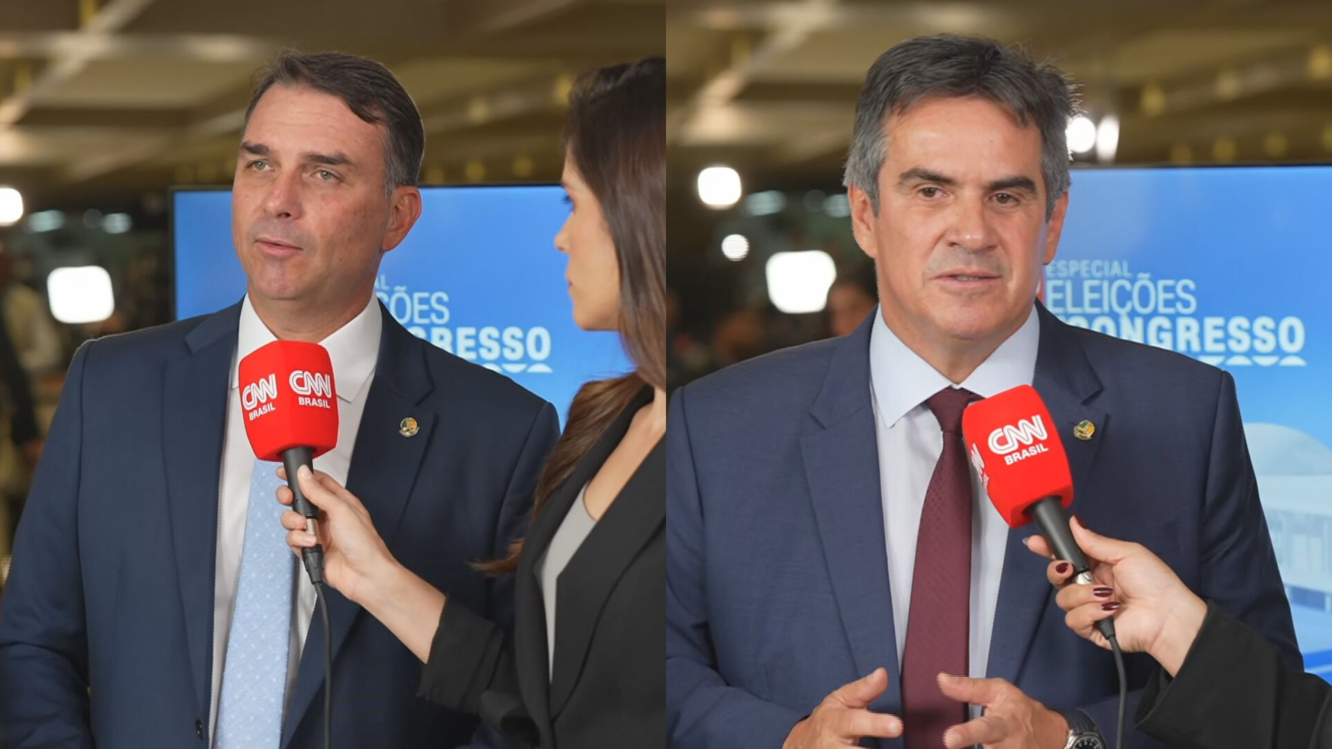 Na esquerda o senador Flávio Bolsonaro (PL-RJ), na direita o senador Ciro Nogueira (PP-PI)