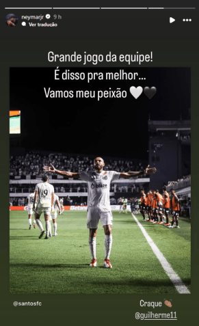 Neymar comemora vitória do Santos em clássico • Reprodução