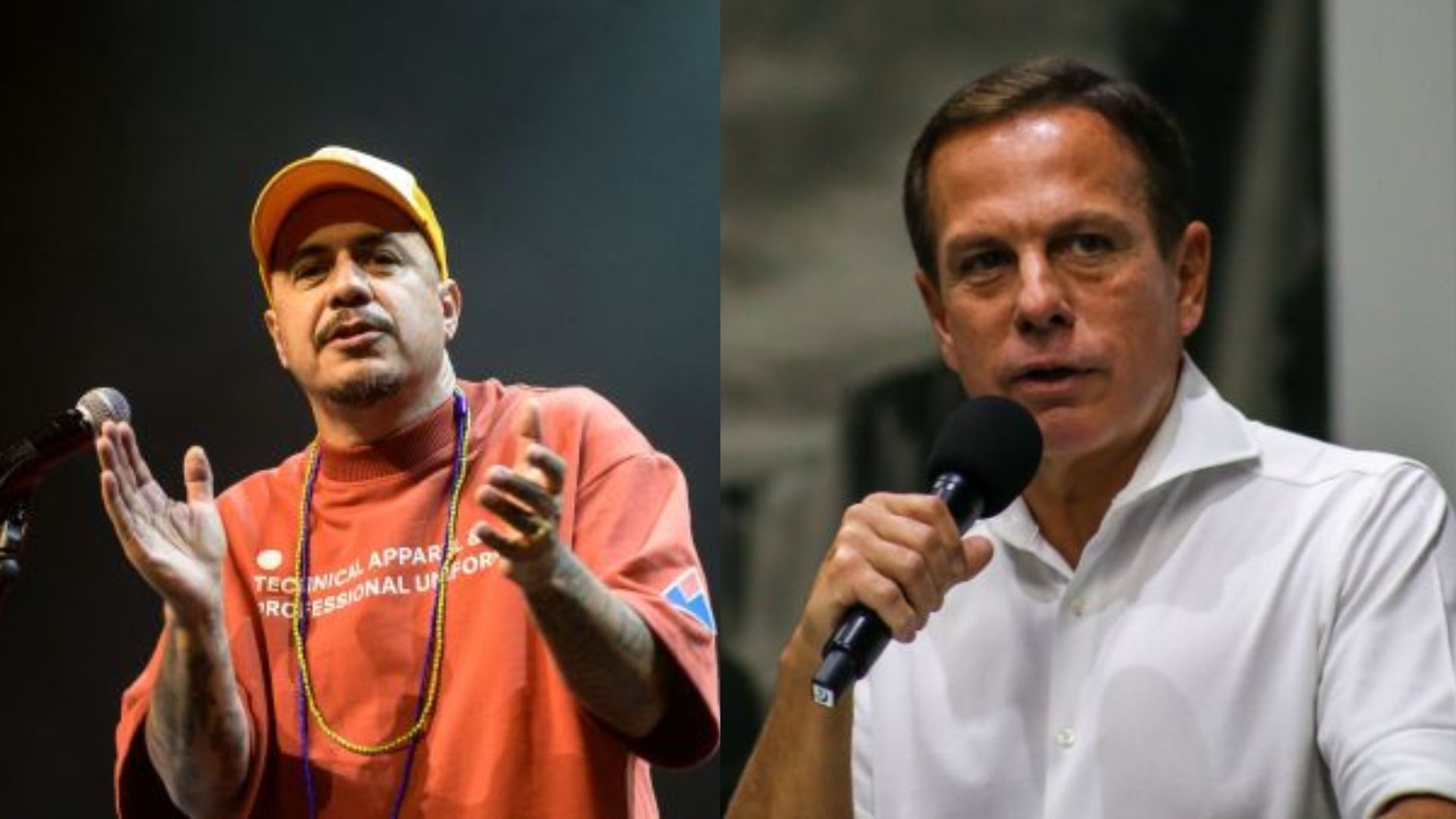 O cantor Marcelo D2 e o ex-governador de São Paulo João Doria