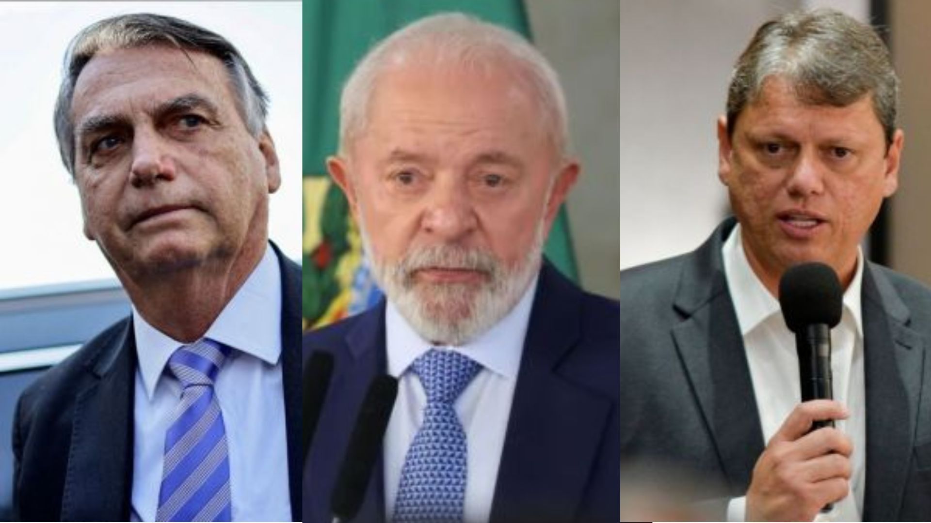 O ex-presidente Jair Bolsonaro (PL), o atual presidente Luiz Inácio Lula da Silva (PT) e o governador de São Paulo, Tarcísio de Freitas (Republicanos) (1)