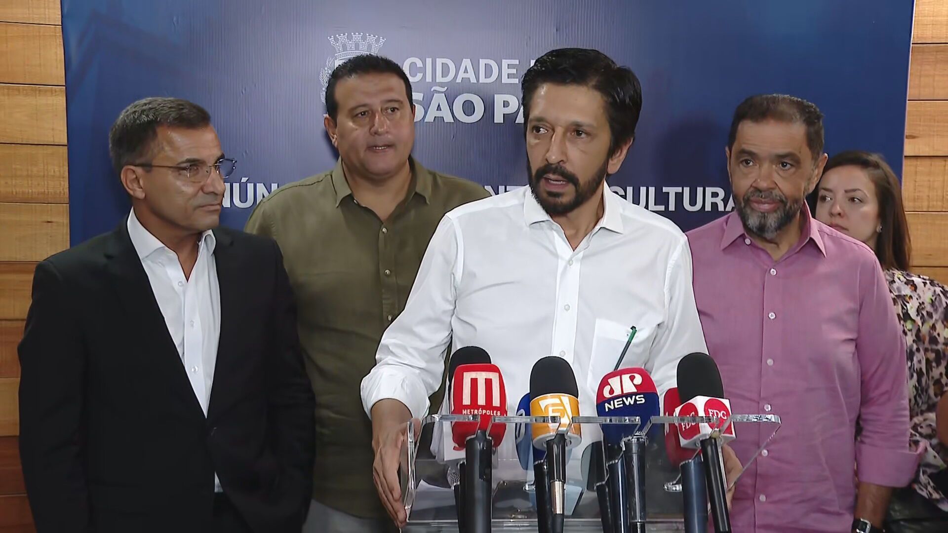 O prefeito Ricardo Nunes (MDB) em coletiva de imprensa