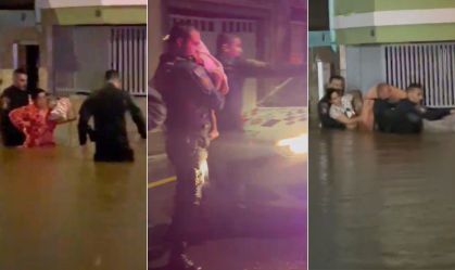 Policiais resgatam bebês em meio a enchente na zona leste de SP; veja vídeo