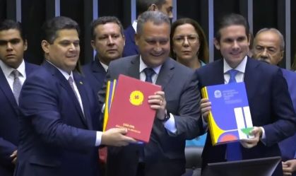 Alcolumbre, Rui Costa e Hugo Motta