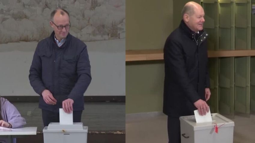 Friedrich Merz e Olaf Scholz e votam em eleições gerais na Alemanha • Reprodução/Reuters