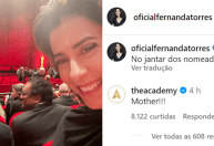 "Ela é mãe": Academia repete comentário em post de Fernanda Torres