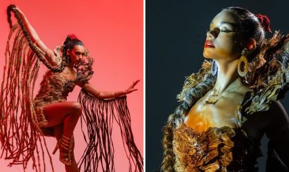 Na Sapucaí, ex-BBB Alane usa look inspirado em encontro de rios; veja