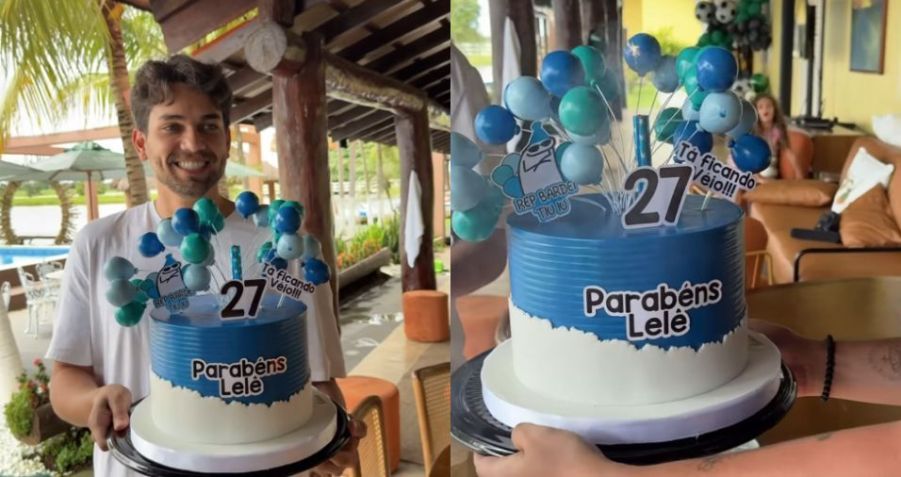 Leandro Costa ganhou bolo de aniversário • Instagram/Poliana Rocha