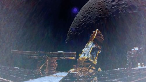 O convés superior do Blue Ghost da Firefly Aerospace pode ser visto na primeira imagem do módulo de aterragem no espaço, tirada a 15 de janeiro