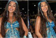 Grávida, Brunna Gonçalves vai a ensaio da Beija-Flor e exibe barrigão