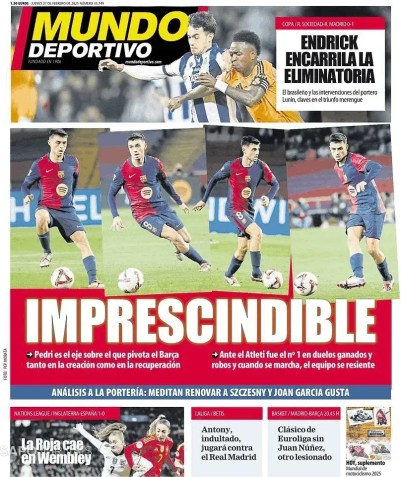 Capa do jornal Mundo Deportivo desta quinta-feira (27) • Reprodução