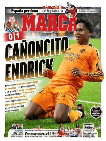 Capa do jornal Marca desta quinta-feira (27) • Reprodução