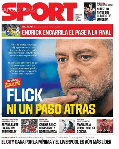 Capa do jornal Sport desta quinta-feira (27) • Reprodução