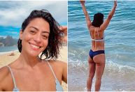 Carol Castro, de "Garota do Momento", posa na praia; veja
