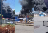 Incêndio atinge garagem de ônibus escolar no interior de SP; veja vídeo