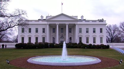 Lado de fora da Casa Branca, residência oficial da Presidência dos EUA.