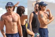 Chay Suede aproveita folga de "Mania de Você" em praia do Rio