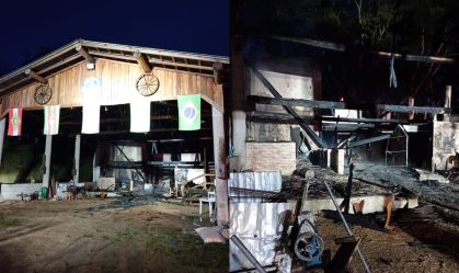 Cavalos morrem carbonizados em incêndio em Centro de Tradição Gaúcha em SC