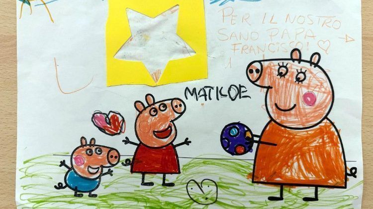 Um dos desenhos enviados ao papa por crianças internadas no setor de Oncologia do Gemelli • Vatican News
