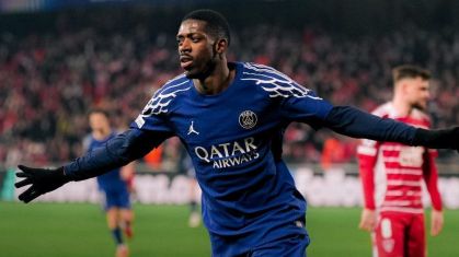 Dembélé comemora gol na Champions League