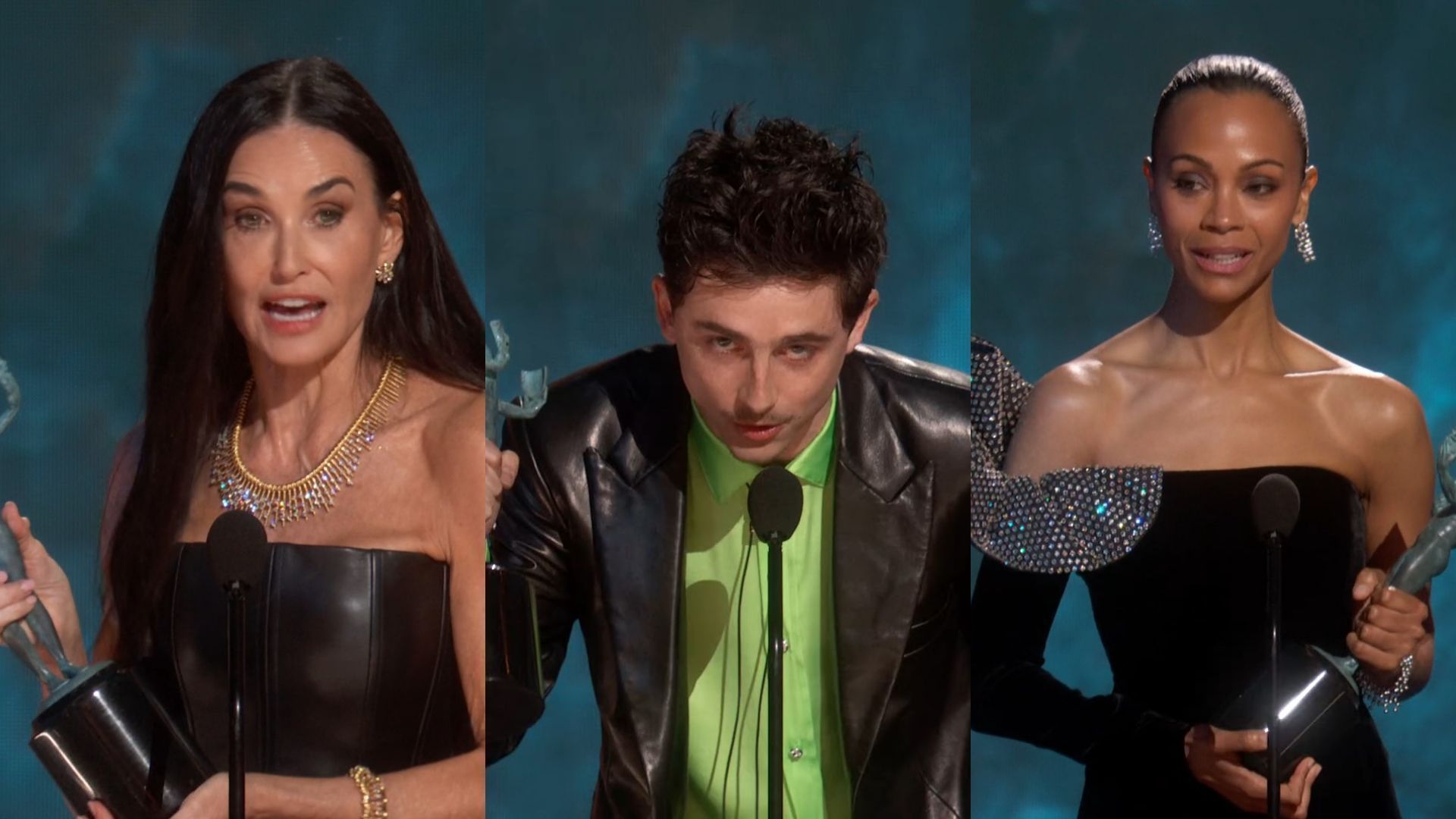 demi-moore-Timothée-Chalamet-Zoe-SAldana-vencedores-sag-awards
